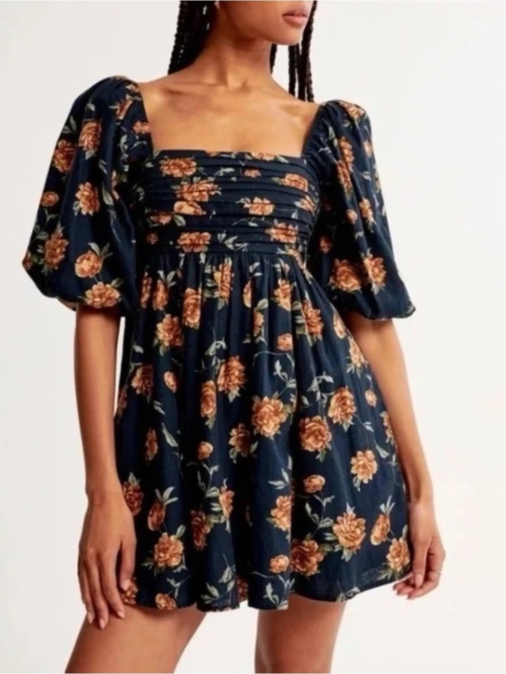 Abercrombie and Fitch Emerson Linen-Blend Puff Sleeve Mini Dress Size XS